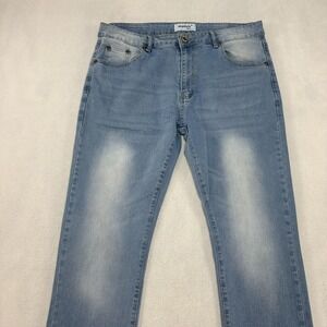 M Society Jeans Mens 36x30 Light Wash Stretch Denim Straight Leg 5 Pocket Casual